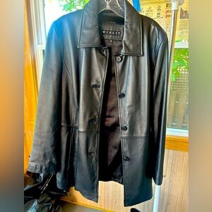 Winlit black leather coat